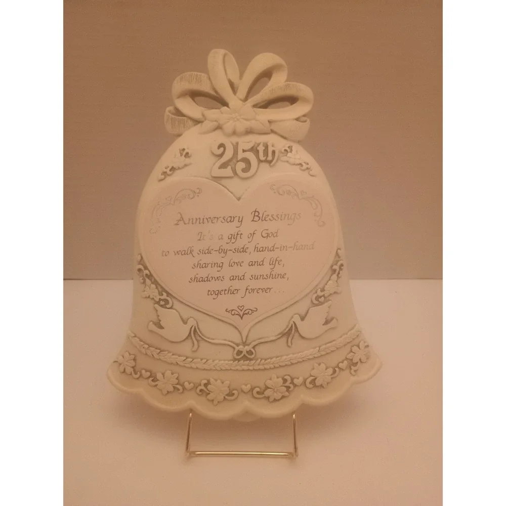 Vintage Abbey Press 25th Anniversary Wedding Bell With Stand Also Wall Mount